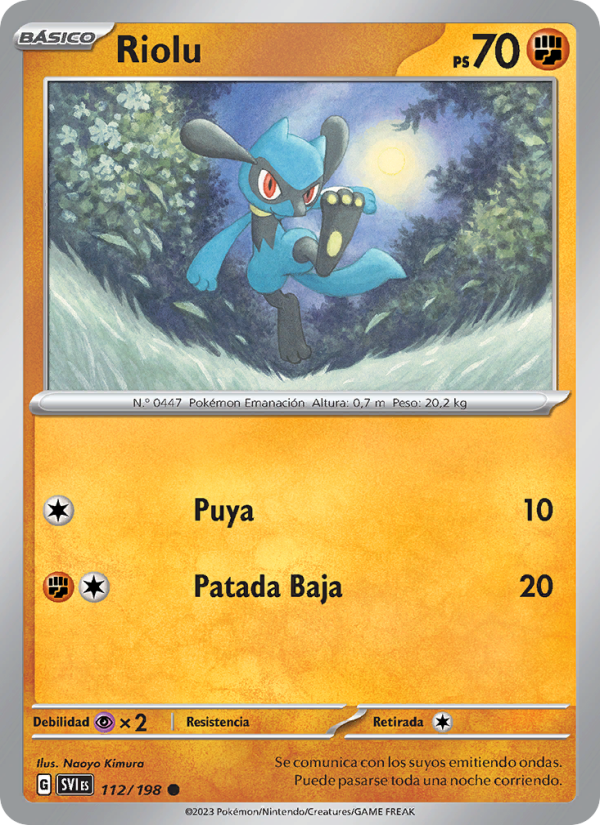 Riolu 112 — Escarlata y Púrpura (Spanish Pokémon TCG card)