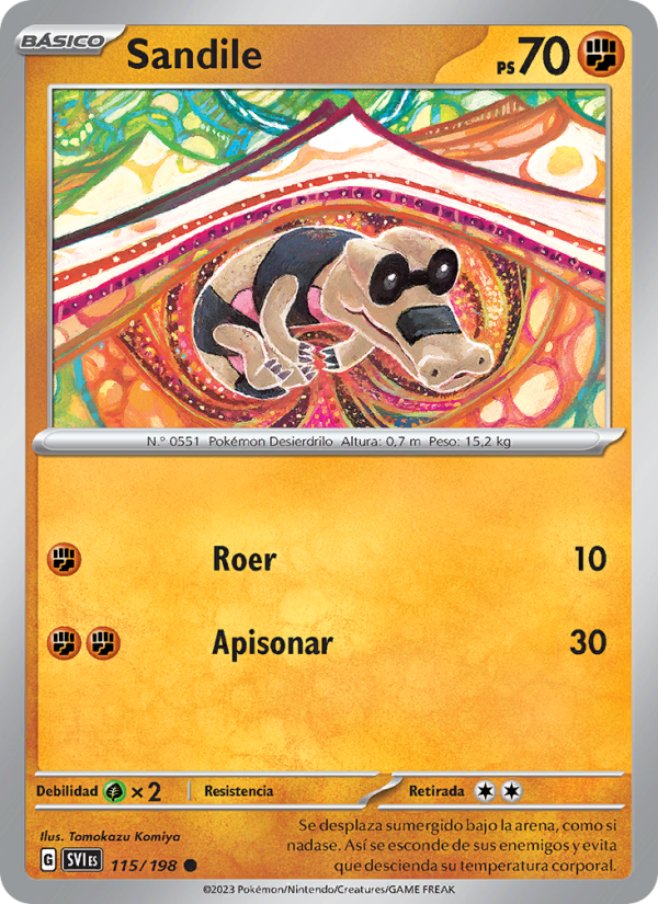 Sandile 115 — Escarlata y Púrpura (Spanish Pokémon TCG card)