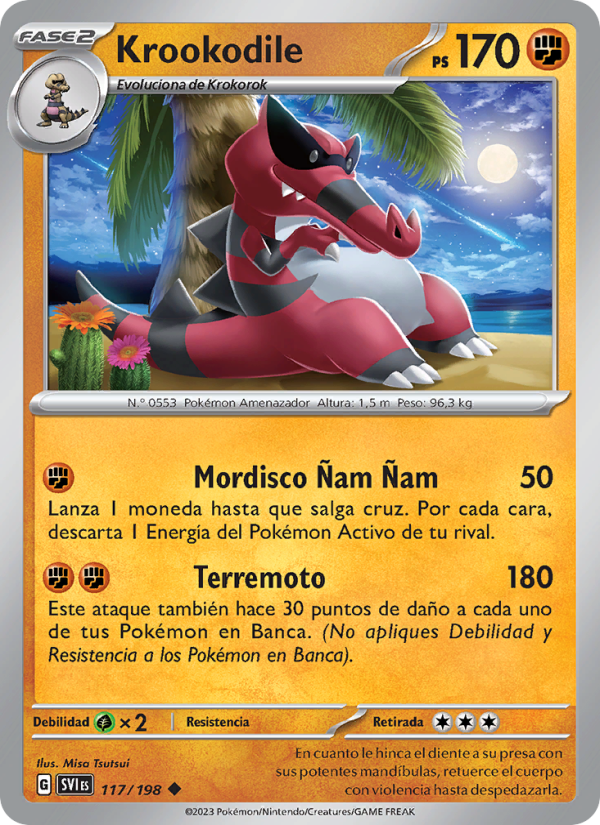 Krookodile 117 — Escarlata y Púrpura (Spanish Pokémon TCG card)