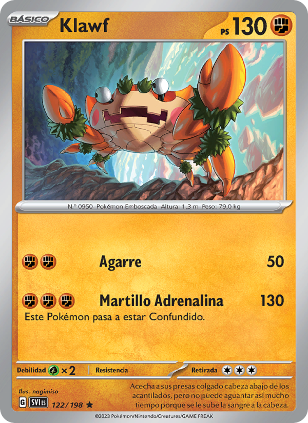 Klawf 122 — Escarlata y Púrpura (Spanish Pokémon TCG card)