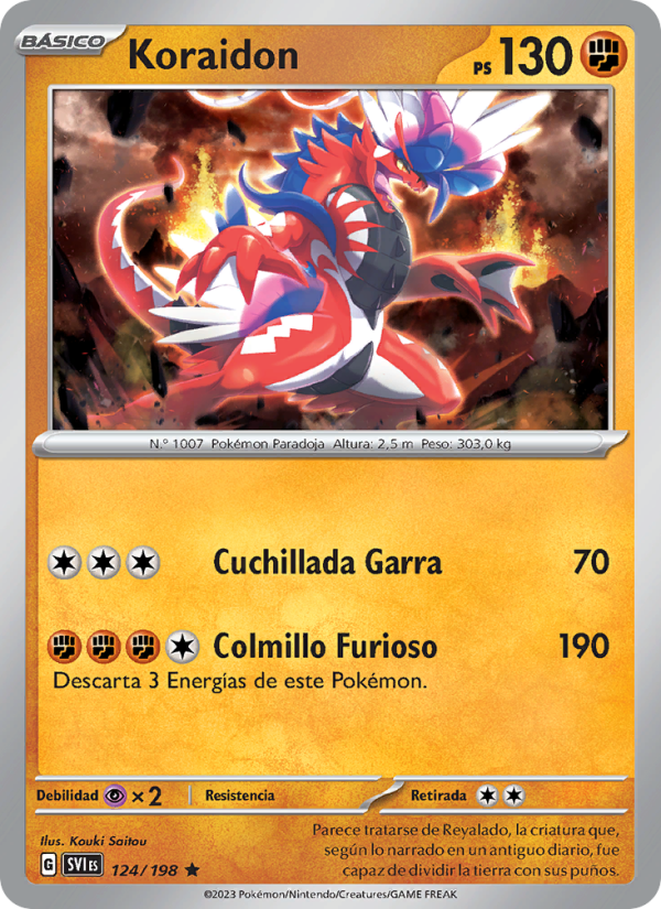 Koraidon 124 — Escarlata y Púrpura (Spanish Pokémon TCG card)