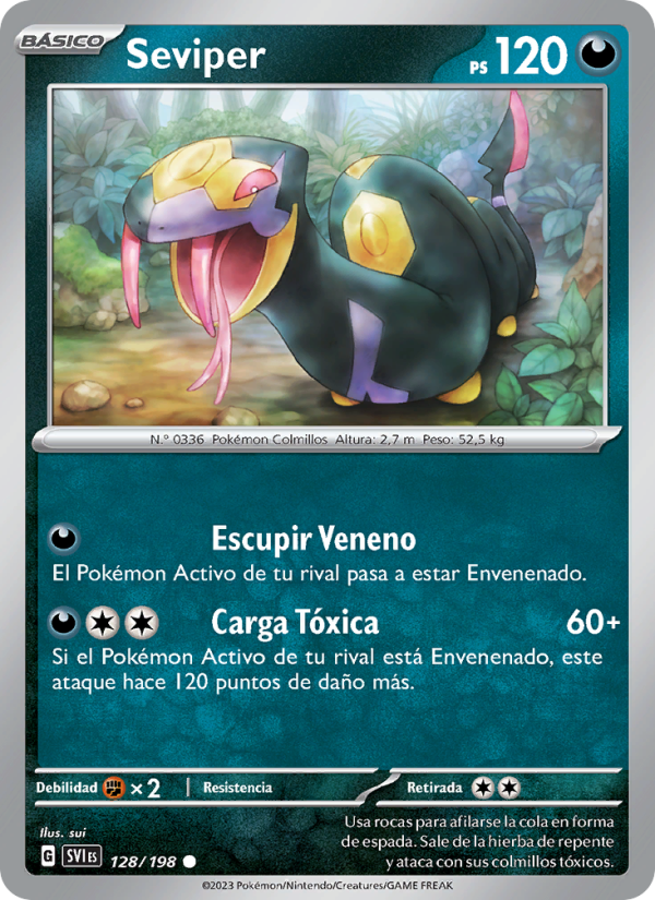 Seviper 128 — Escarlata y Púrpura (Spanish Pokémon TCG card)