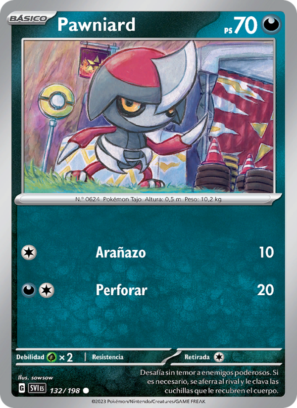 Pawniard 132 — Escarlata y Púrpura (Spanish Pokémon TCG card)
