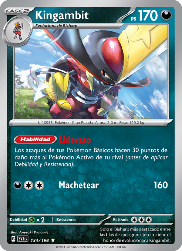 Kingambit 134 — Escarlata y Púrpura (Spanish Pokémon TCG card)