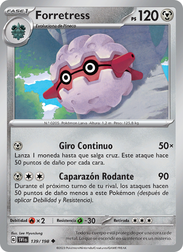 Forretress 139 — Escarlata y Púrpura (Spanish Pokémon TCG card)