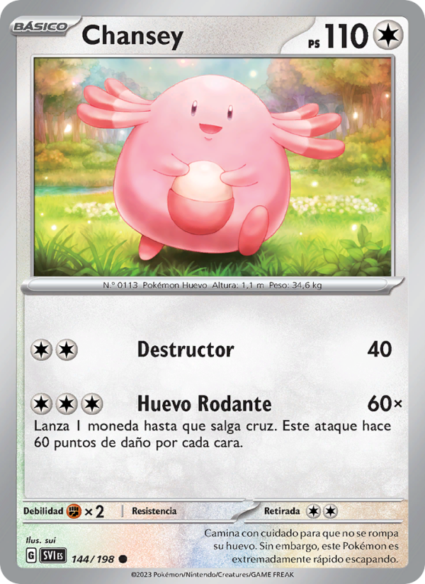 Chansey 144 — Escarlata y Púrpura (Spanish Pokémon TCG card)