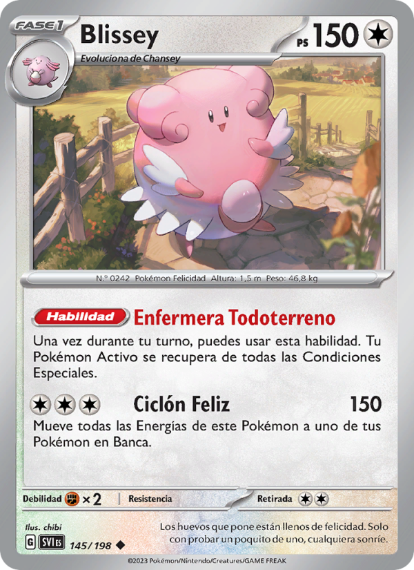 Blissey 145 — Escarlata y Púrpura (Spanish Pokémon TCG card)