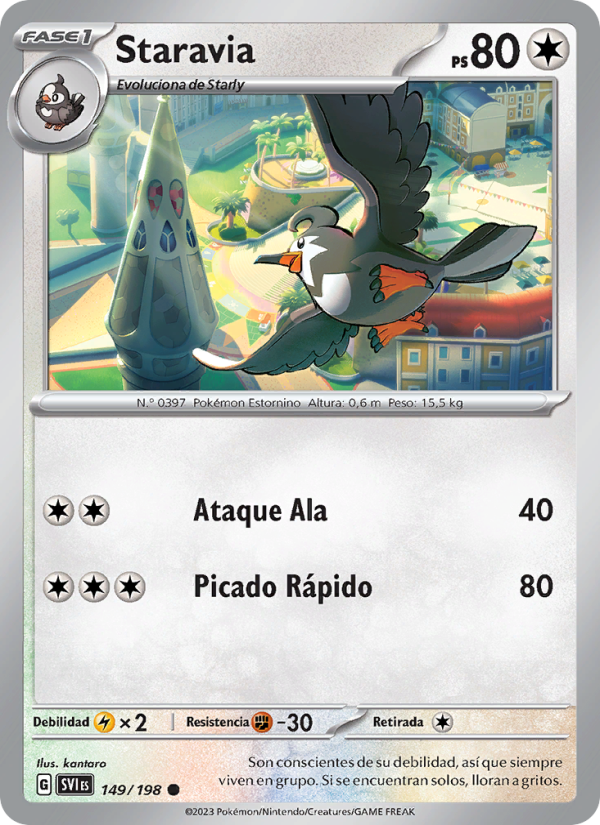 Staravia 149 — Escarlata y Púrpura (Spanish Pokémon TCG card)
