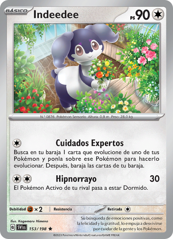 Indeedee 153 — Escarlata y Púrpura (Spanish Pokémon TCG card)