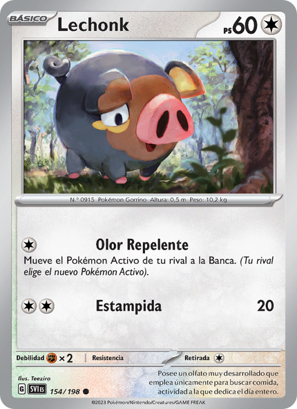 Lechonk 154 — Escarlata y Púrpura (Spanish Pokémon TCG card)