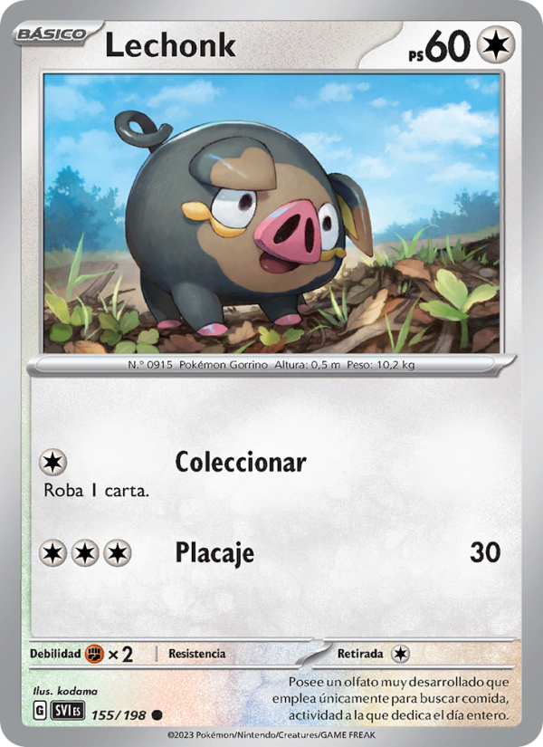 Lechonk 155 — Escarlata y Púrpura (Spanish Pokémon TCG card)