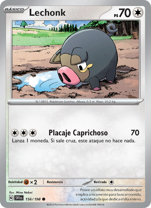Lechonk 156 — Escarlata y Púrpura (Spanish Pokémon TCG card)