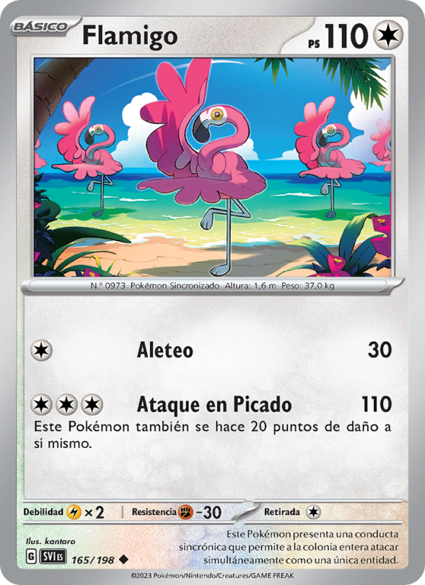 Flamigo 165 — Escarlata y Púrpura (Spanish Pokémon TCG card)