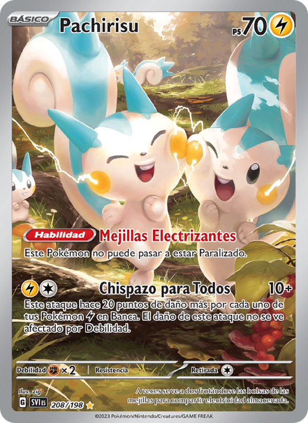 Pachirisu 208 — Escarlata y Púrpura (Spanish Pokémon TCG card)