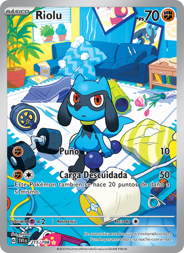 Riolu 215 — Escarlata y Púrpura (Spanish Pokémon TCG card)