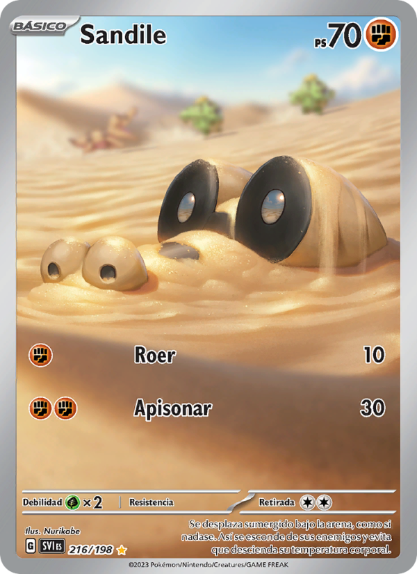 Sandile 216 — Escarlata y Púrpura (Spanish Pokémon TCG card)