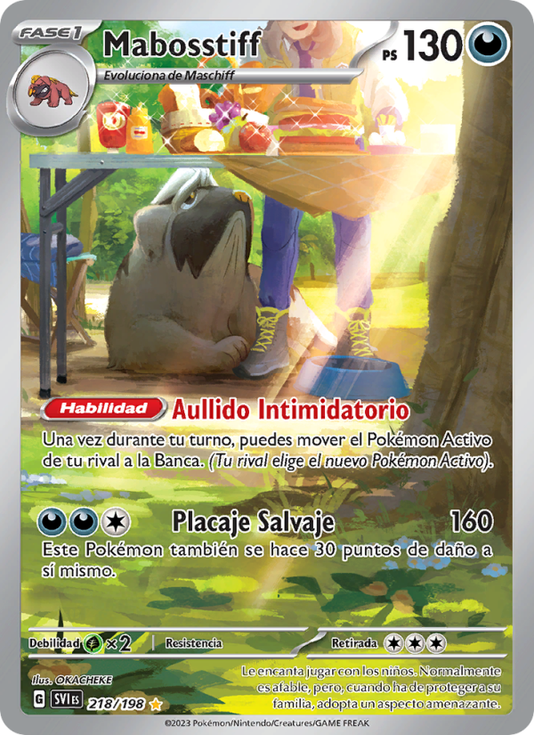 Mabosstiff 218 — Escarlata y Púrpura (Spanish Pokémon TCG card)