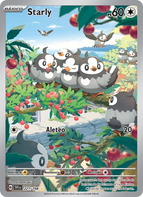Starly 221 — Escarlata y Púrpura (Spanish Pokémon TCG card)