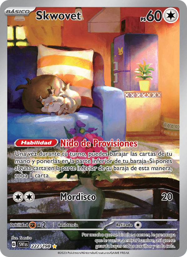 Skwovet 222 — Escarlata y Púrpura (Spanish Pokémon TCG card)