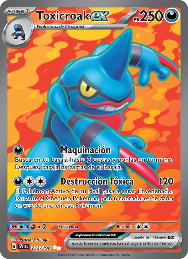 Toxicroak ex 232 — Escarlata y Púrpura (Spanish Pokémon TCG card)