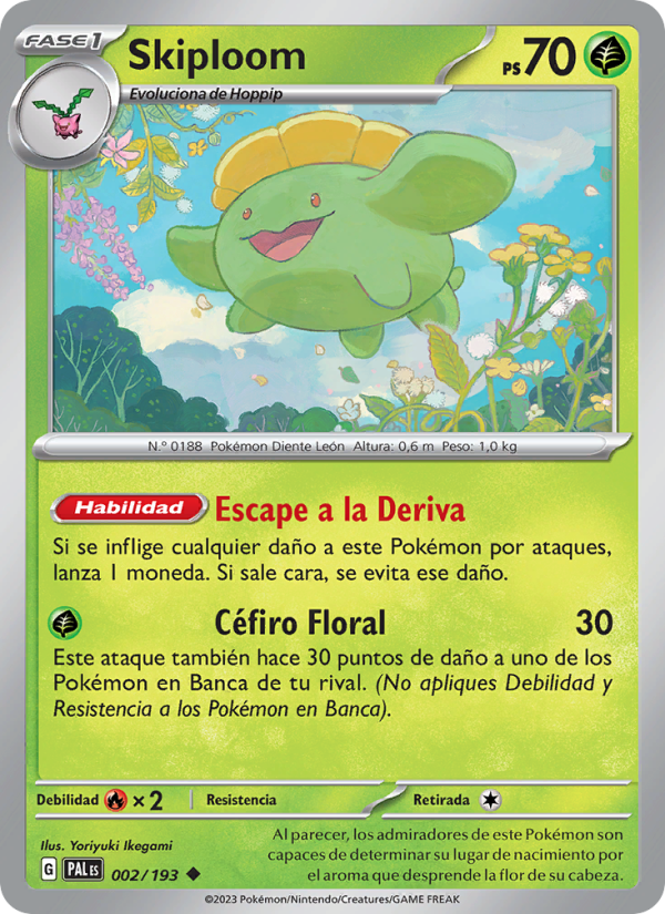 Skiploom 002 — Evoluciones en Paldea (Spanish Pokémon TCG card)