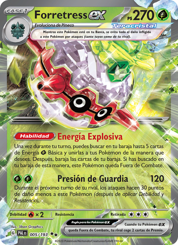 Forretress ex 005 — Evoluciones en Paldea (Spanish Pokémon TCG card)