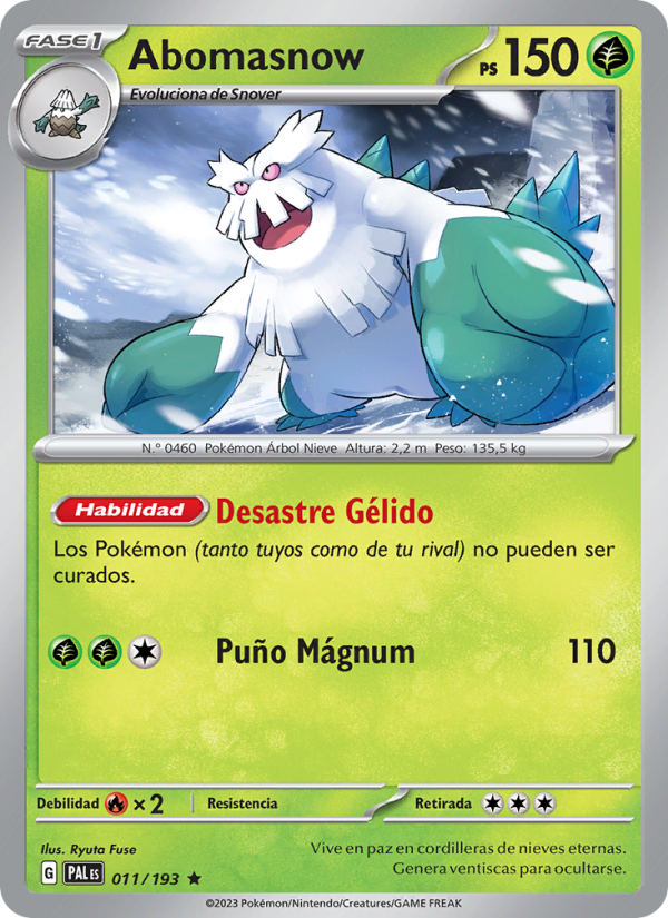 Abomasnow 011 — Evoluciones en Paldea (Spanish Pokémon TCG card)