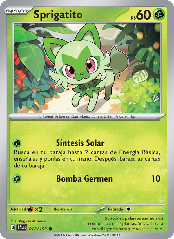Sprigatito 012 — Evoluciones en Paldea (Spanish Pokémon TCG card)