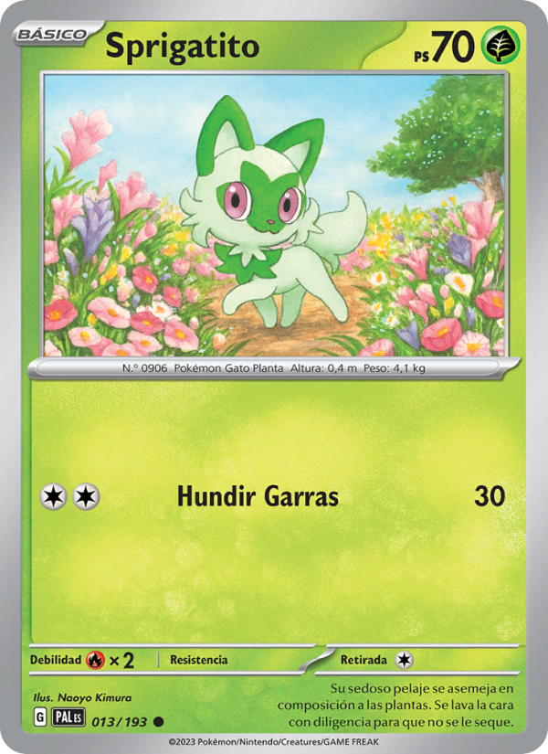 Sprigatito 013 — Evoluciones en Paldea (Spanish Pokémon TCG card)