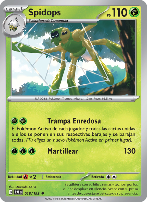 Spidops 018 — Evoluciones en Paldea (Spanish Pokémon TCG card)