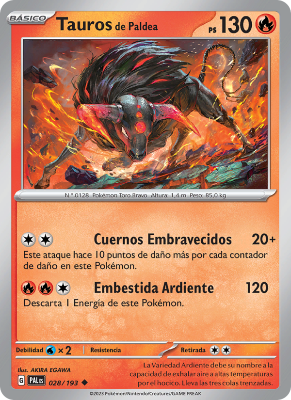 Tauros de Paldea 028 — Evoluciones en Paldea (Spanish Pokémon TCG card)