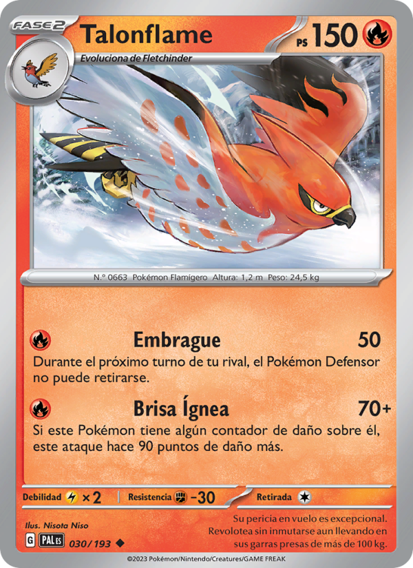Talonflame 030 — Evoluciones en Paldea (Spanish Pokémon TCG card)