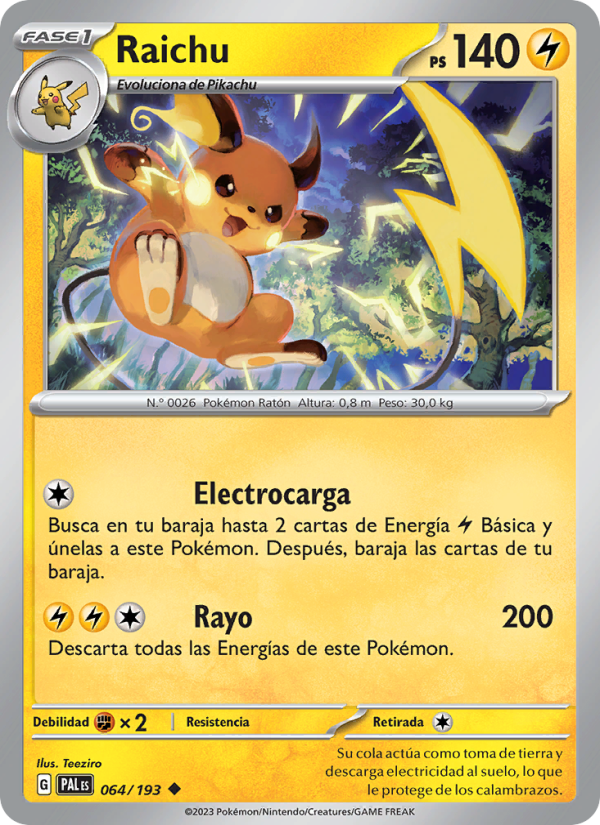 Raichu 064 — Evoluciones en Paldea (Spanish Pokémon TCG card)