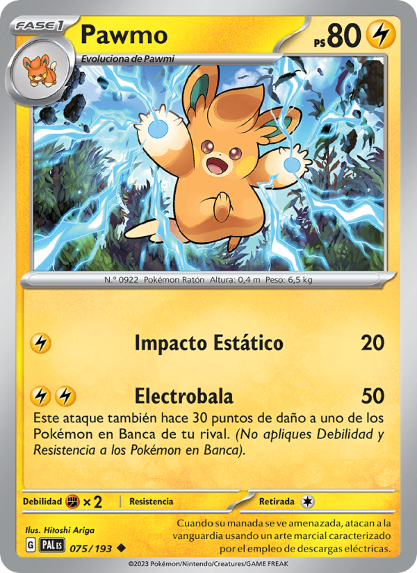Pawmo 075 — Evoluciones en Paldea (Spanish Pokémon TCG card)