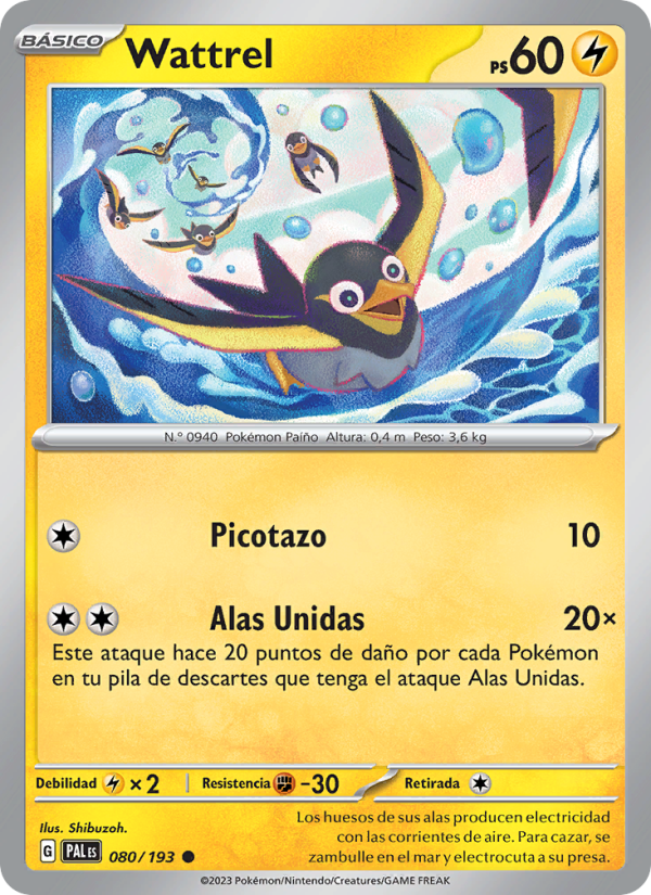 Wattrel 080 — Evoluciones en Paldea (Spanish Pokémon TCG card)