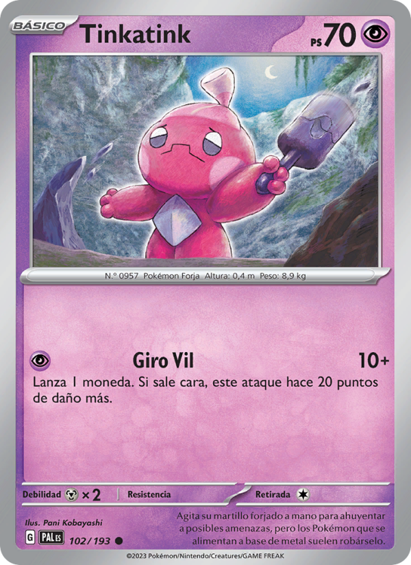Tinkatink 102 — Evoluciones en Paldea (Spanish Pokémon TCG card)