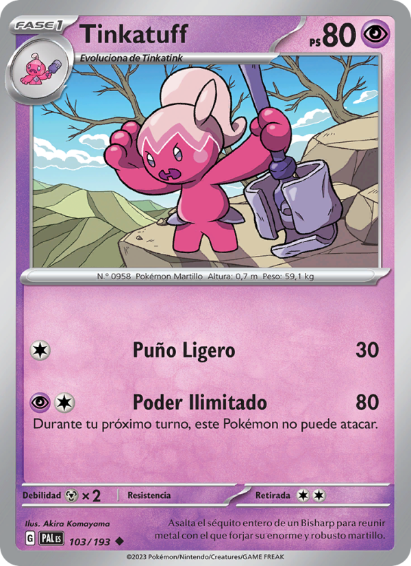 Tinkatuff 103 — Evoluciones en Paldea (Spanish Pokémon TCG card)