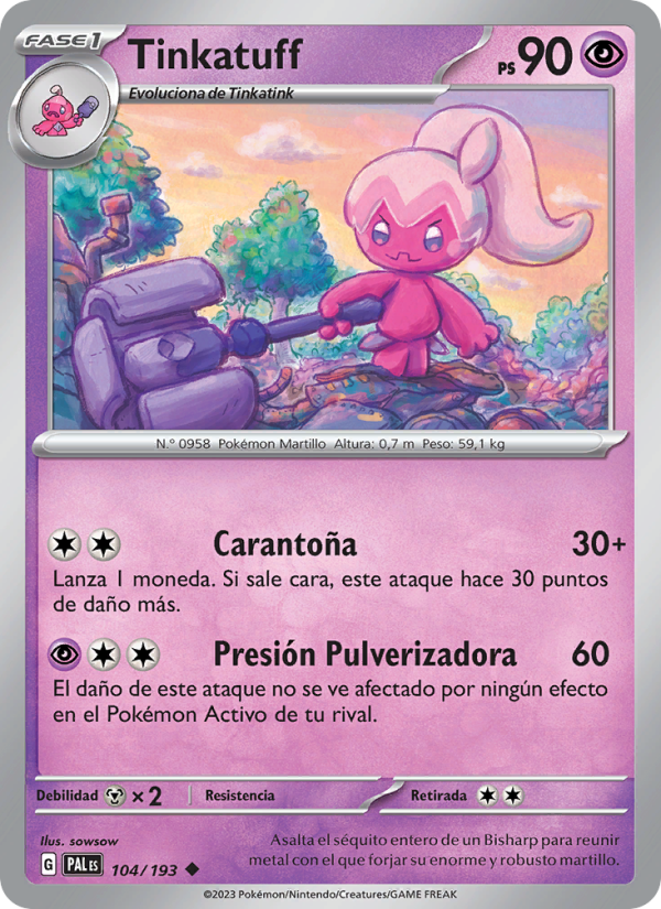Tinkatuff 104 — Evoluciones en Paldea (Spanish Pokémon TCG card)