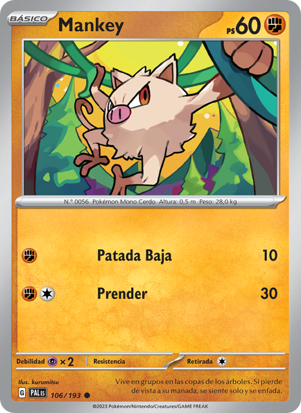 Mankey 106 — Evoluciones en Paldea (Spanish Pokémon TCG card)