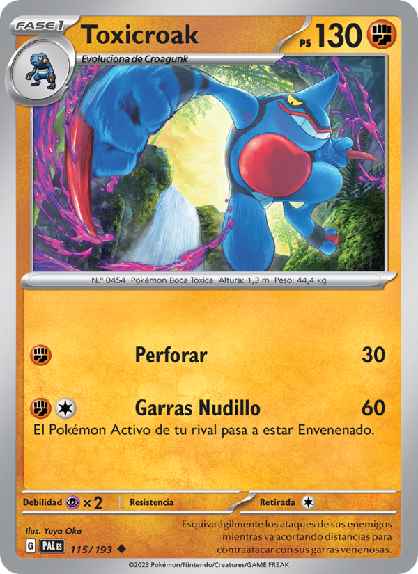 Toxicroak 115 — Evoluciones en Paldea (Spanish Pokémon TCG card)