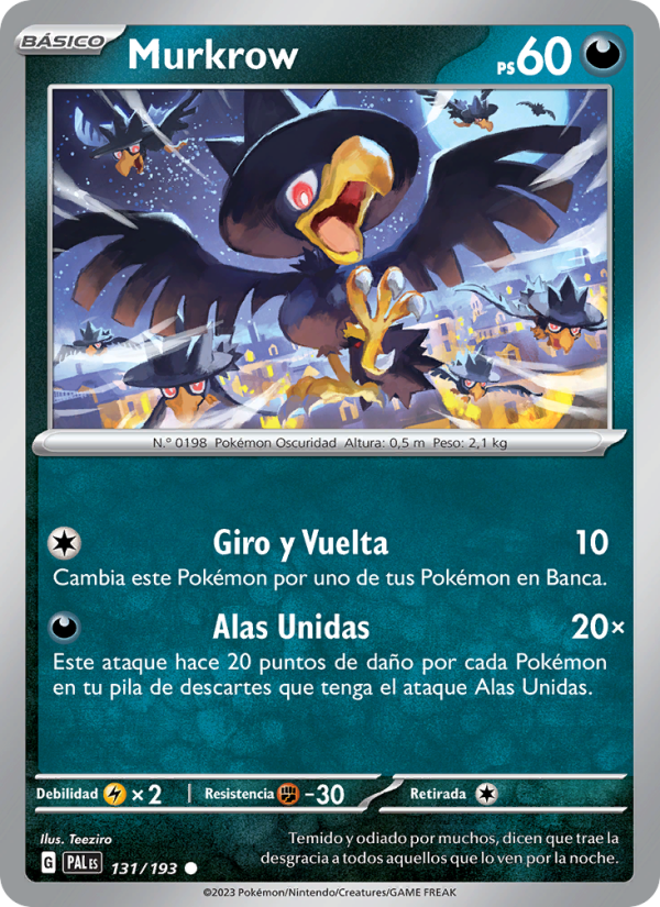 Murkrow 131 — Evoluciones en Paldea (Spanish Pokémon TCG card)