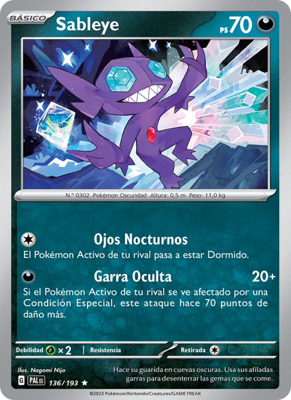 Sableye 136 — Evoluciones en Paldea (Spanish Pokémon TCG card)