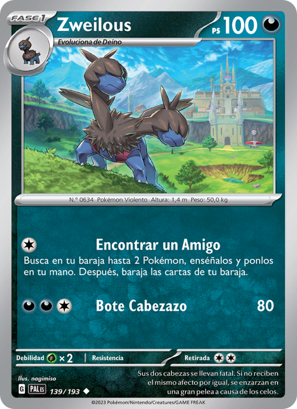 Zweilous 139 — Evoluciones en Paldea (Spanish Pokémon TCG card)