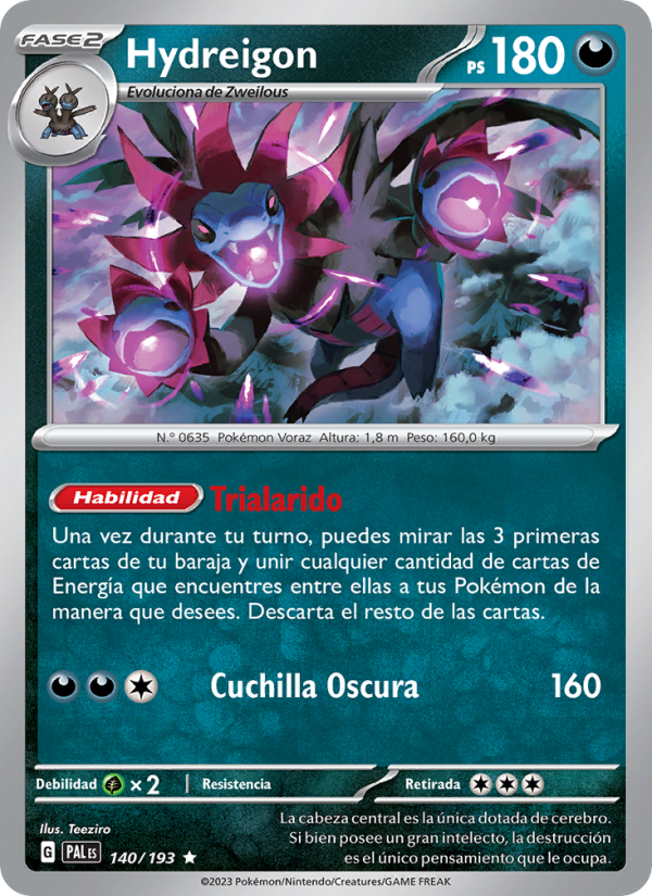 Hydreigon 140 — Evoluciones en Paldea (Spanish Pokémon TCG card)