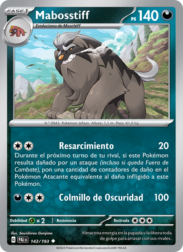 Mabosstiff 143 — Evoluciones en Paldea (Spanish Pokémon TCG card)