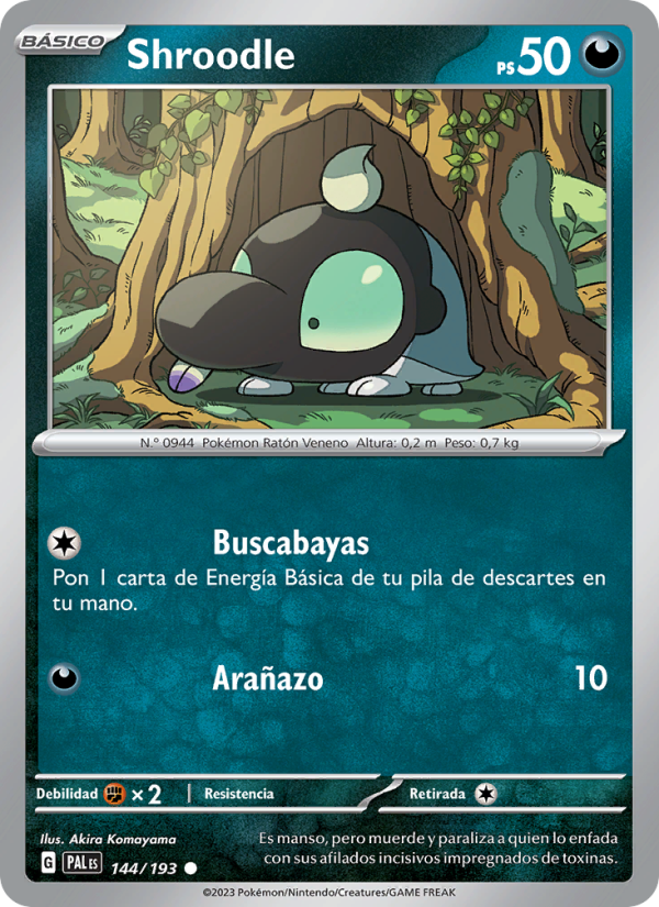 Shroodle 144 — Evoluciones en Paldea (Spanish Pokémon TCG card)