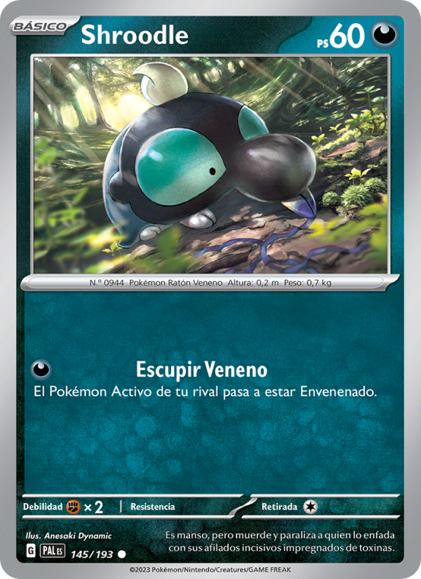 Shroodle 145 — Evoluciones en Paldea (Spanish Pokémon TCG card)