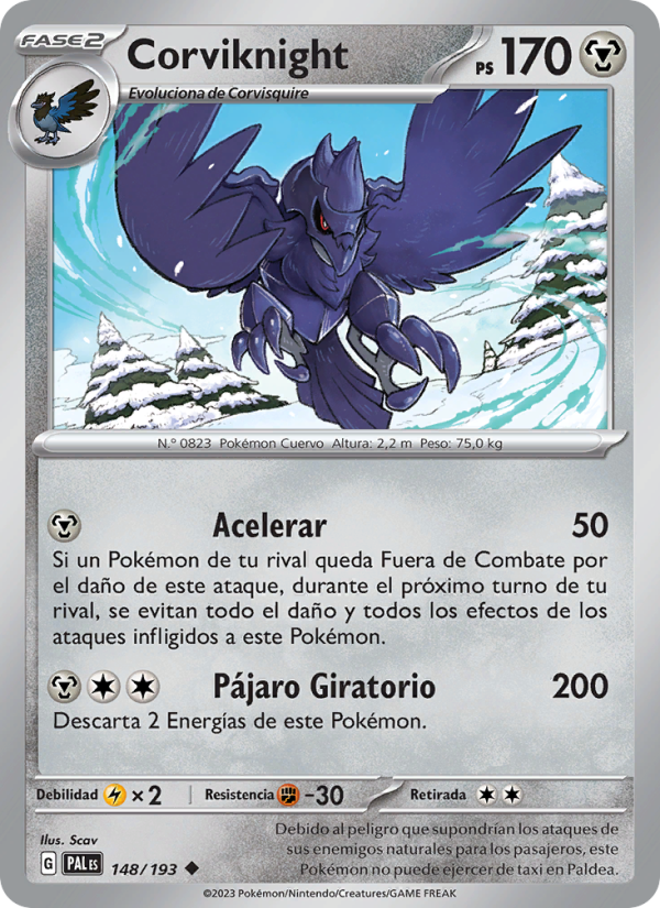 Corviknight 148 — Evoluciones en Paldea (Spanish Pokémon TCG card)