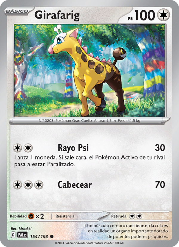 Girafarig 154 — Evoluciones en Paldea (Spanish Pokémon TCG card)