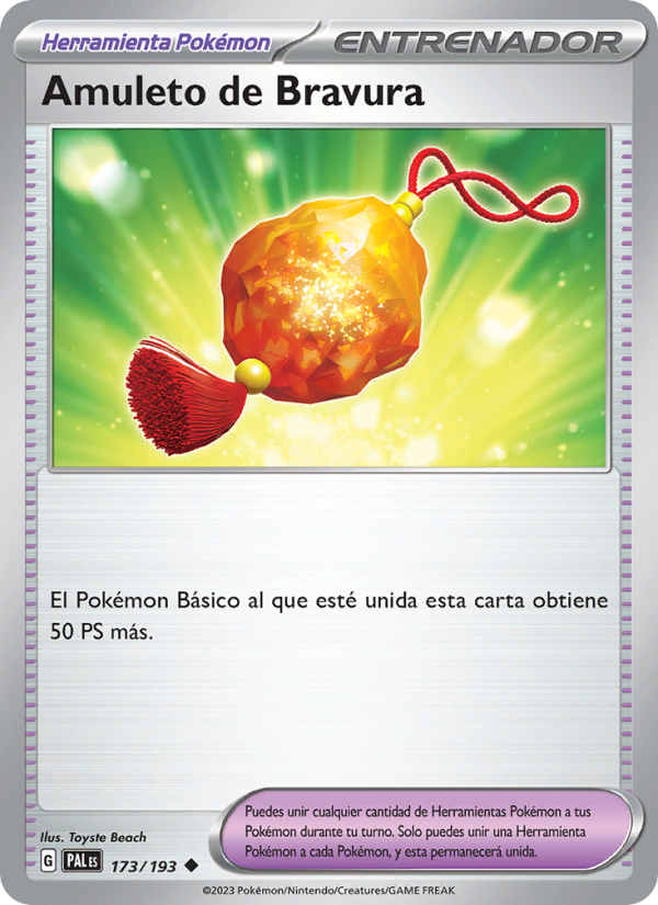 Amuleto de Bravura 173 — Evoluciones en Paldea (Spanish Pokémon TCG card)